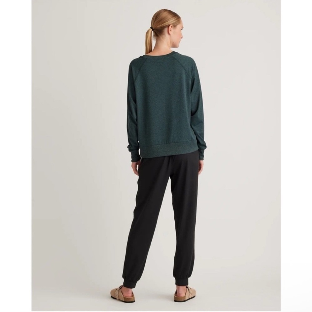Quince Active Flowknit Pullover Crew Heather Green Size Medium - Picture 2 of 11